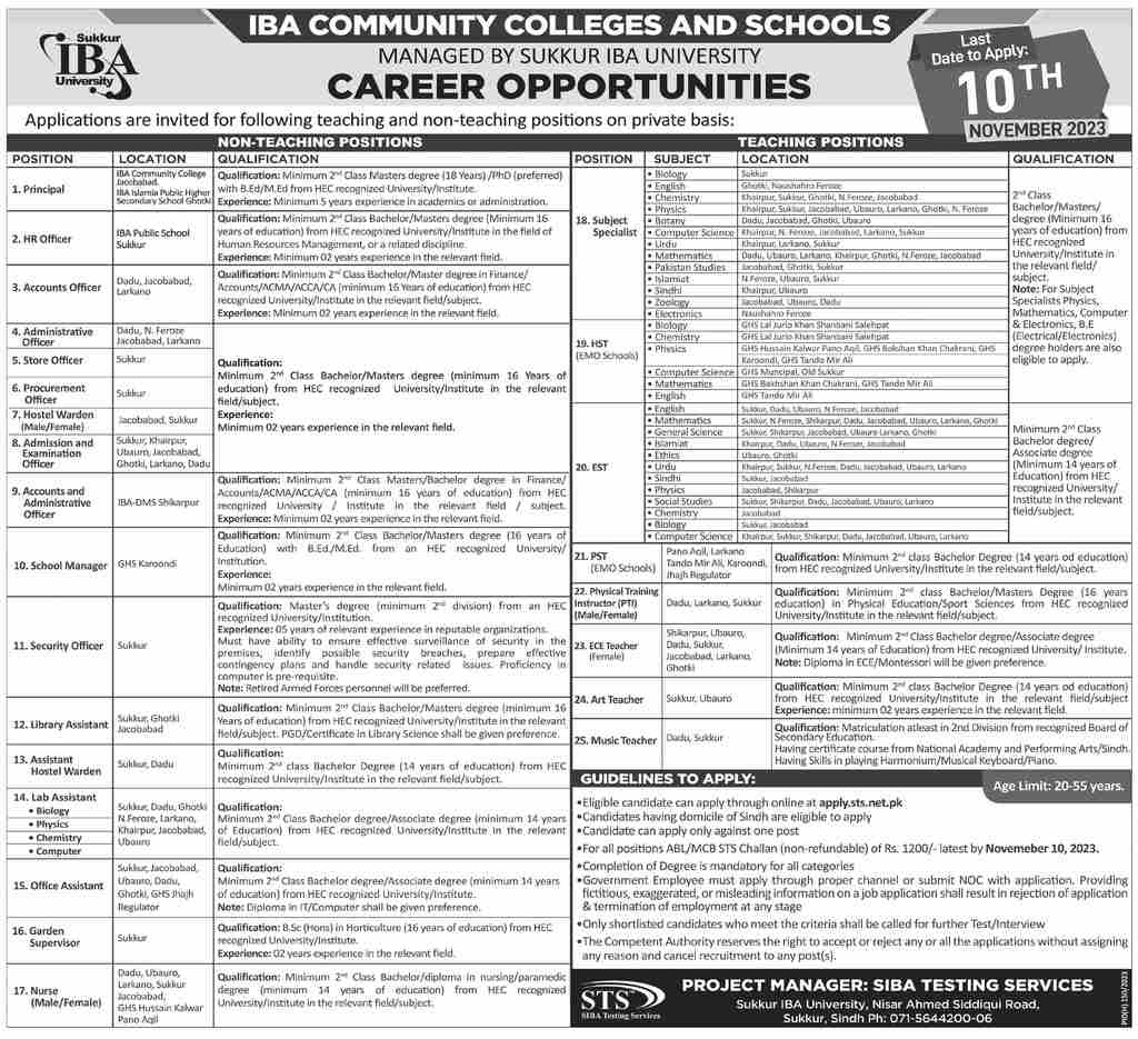 Career Opportunities At IBA Community Colleges & Schools October 2023