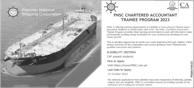 Opportunities at PNSC Chartered Accountant Trainee Program October 2023