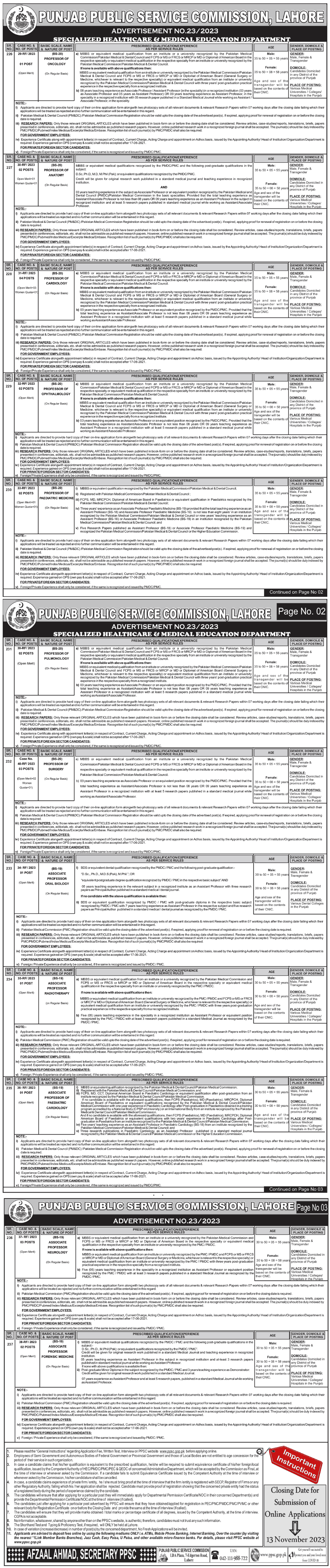 Punjab Public Service Commission PPSC Advertisement No 23 Jobs 2023